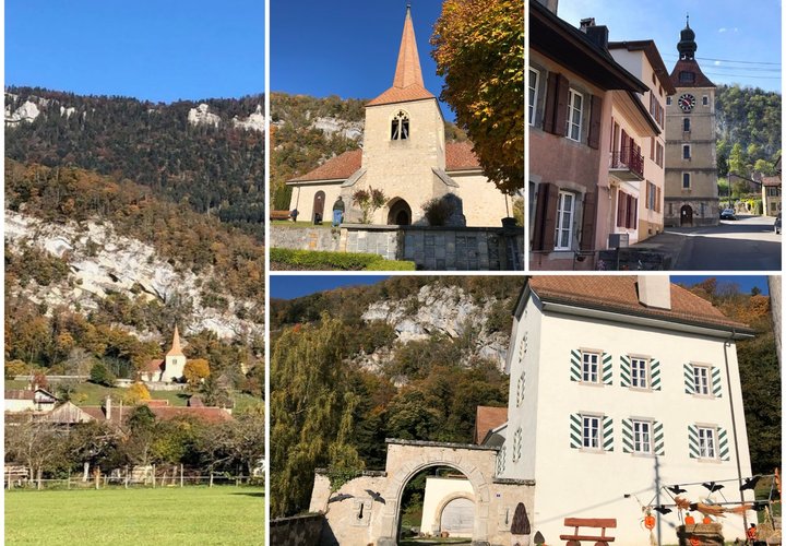 Baulmes, ancien prieuré clunisien sur la route du col de l'Aiguillon, sa tour de l'horloge et son musée