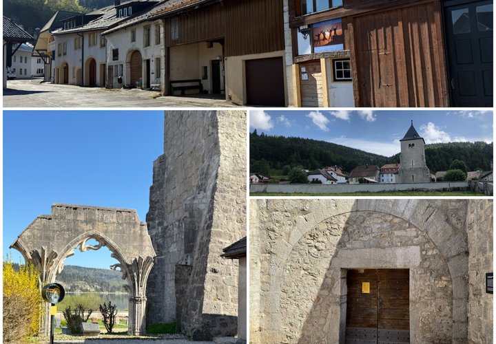 L'Abbaye des chanoines Prémontrés du Lac de Joux, sa tour médiévale et le village de l'Abbaye