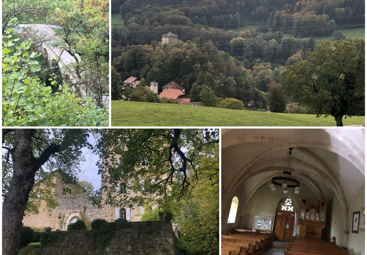 La porte et le pont qui enjambe l’Orbe au défilé des Clées, avec sa forteresse, passage commercial médiéval d'importance européenne